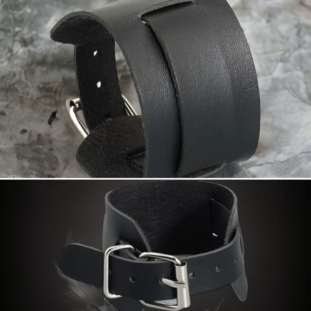 Men’s l Basic Black l Leather Wristband l New